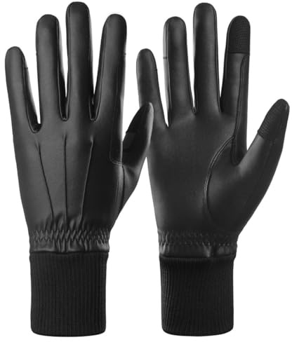 AFE Ladies Horse Riding Gloves Synthetic Leather Equestrian Black Stretch Fabric Thermal Thinsulate Lined Winter Ladies Gloves