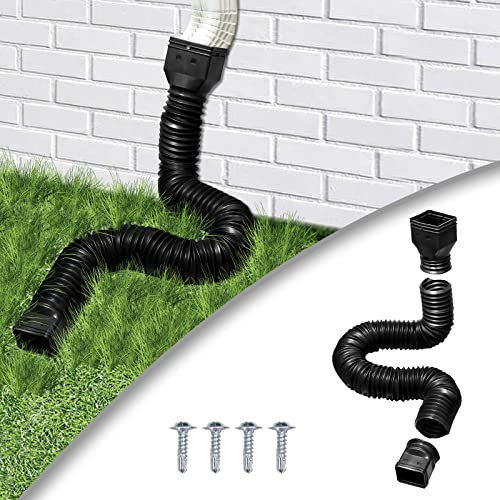 Cocoarm Extensión de Bajante de Canal Flexible, Tubo de Drenaje Retráctil, Negro, Desviador de Agua de Lluvia