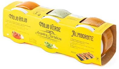 Argodey Fortaleza Mojo Rouge | Mojo Vert | Almogrote Canarien Pack (3 x 120g) | 3 Pots Individuels | Sauce Parfaite et Polyvalente pour Pain | Toasts | Arepas | Pommes de Terre
