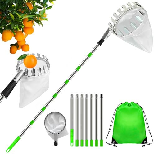 Lipwort Fruit Picker, Fruit Picker Telescopic Pole, Apple Picker, Apple Picker with Telescopic Handle, Berry Picker, Picker Tool Stainless Steel for Picking Fruits from High Places