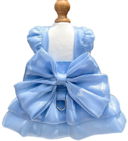 Yaopelky Prinsessan och kjol-Tutu för små hundar - sommardräkt med rosett för hundar, flickor och katter (blå, XL (5–7 kg))