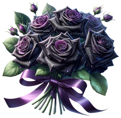 x4 Purple Rose Bouquet Flower Vinyl Stickers Cover Marks Non Transparent Waterproof Floral Art Decals 1@20cm tall ideal for toilets or car bumper. 3@7cm tall Ideal Phone, Cups & Tile Decal (zf4-bunch)