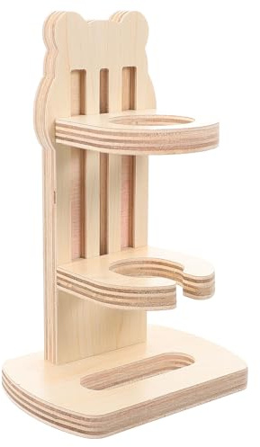 DOITOOL Chinchilla Bottle Stand and Hamster Water Bottle Holder Adjustable Bamboo and Wood Rack Decorative Small Animal Waterer for Rabbit Cage Accessory