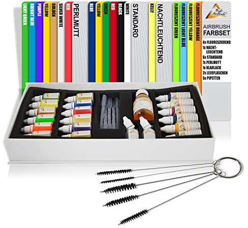 AMUR Colores AEROGRAFO Colores Airbrush Set Airbrush Set AEROGRAFO con cepillos de Limpieza Kit Airbrush para Airbrush compresor aerografo compresor y Airbrush Pistola aerografo Pistola Equipamiento