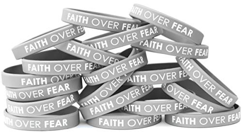 SayitBands 20 Faith Over Fear Inspirational Silicone Wristband Bracelets
