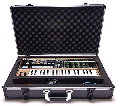 Analog Cases Unison Case für Korg MicroKorg oder vergleichbare Midi Controller/Synthesizer/Vocoder (Transportkoffer, Eckschutz aus Aluminium, gepolsterter Deckel mit Tragegriff), Schwarz