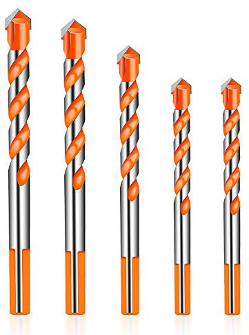 5PCS 12mm Masonry Drill Bits Set, Extra Tough Masonry Drill Bit Set Pack with Diameter 6, 8, 10, 12mm, Hole Saw Drill Bits kit for Concrete, Brick Wall, Glass, Mirrors, Plastic, Wood, Thin Metal