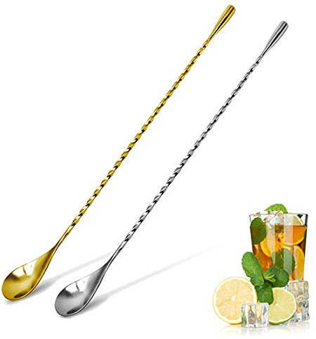 Cucharas De Cóctel Largas Cucharas De Barra Con Mango Largo Cuchara De Latte Macchiato Cuchara Mezcladora En Espiral Palillos De Cóctel Mezcladores Para Cócteles Y Herramientas De Bebidas De Jugo