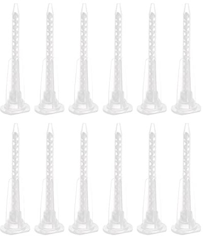 sourcing map 20 Pcs Époxy Tubes Mélangeur statique, 2,45 pouces Plastique Résine Mélange Buse Pointe pour AB Colle Adhésif Pistolet Applicateur 50ml Cartouches, Blanc