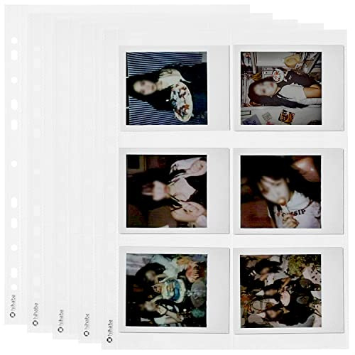 hihaba 6-Pocket L(4x4) 10 Sheets, 32Type Crystal Clear Pocket Sleeves, Photo Album Refill Pages for Kpop Idol photocard, Baseball Cards, Tradning Cards Fit 3 Ring Binder