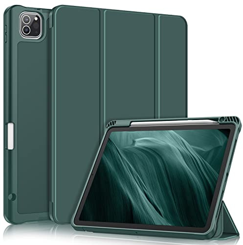Fintie SlimShell Fodral för iPad Pro 11 tum (4:e / 3:e generationen) 2022/2021 – mjukt flexibelt TPU-stativ bakskydd med pennhållare, passar också iPad Pro 11 tum 2:a/1:a gen, midnattsgrön
