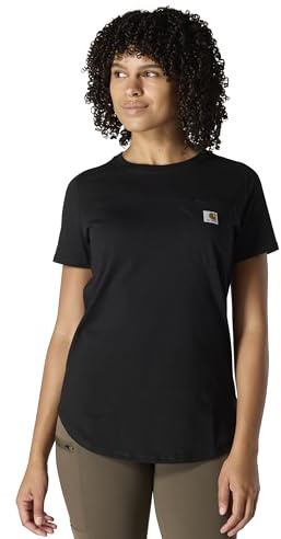 Carhartt Damen-T-Shirt, Übergröße, lockere Passform, mittelschwer, mit Taschen, Schwarz, Mittel
