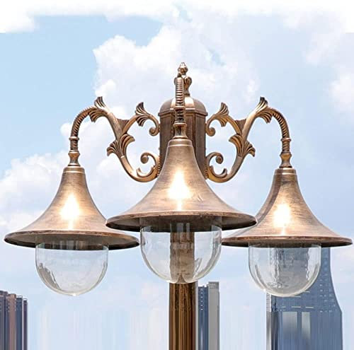Lampadaire d'extérieur, lampadaire d'extérieur, 170 cm, 66,9 pouces, 3 têtes en aluminium, pilier de jardin, pilier de jardin, porche, borne extérieure, lampe de chemin, lanterne en verre, lampadaire
