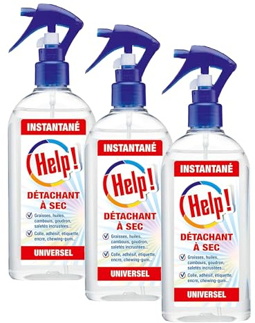 Détachant à Sec Universel 250ml - Help Nettoie les Graisses, Huiles, Colles, adhésifs, Encre, Chewing-gum (Lot de 3)