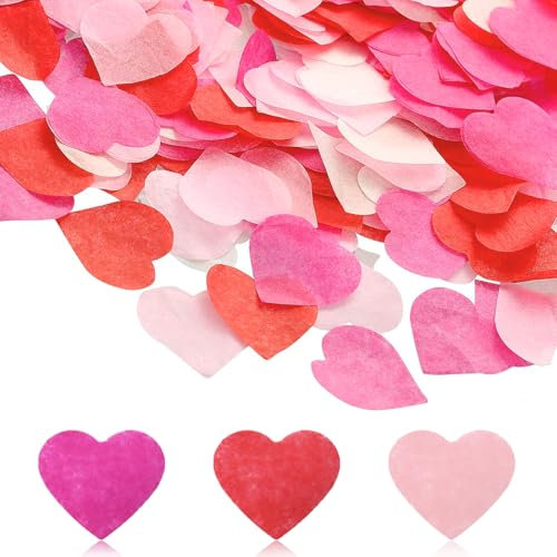 6000 Pezzi Coriandoli Biodegradabili coriandoli cuore, 3 Colori Romantici coriandoli per Matrimonio, San Valentino, Natale, Anniversario, Compleanno Carta Decorazione da Tavolo (60g)