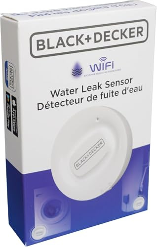 Black & Decker Smart Wi-Fi Water Sensor for Home, Wireless Leak Detector with App Alerts, Remote Monitoring, Freeze Detection, Instant Notifications, Battery-Powered Smart Water Alarm (1 Pack)