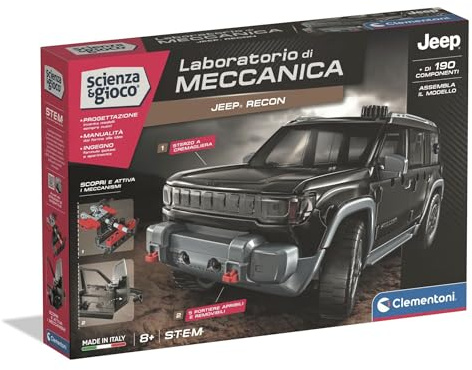 Clementoni Scienza e Gioco Laboratorio di Meccanica - Macchina Jeep Recon, Set Costruzioni Bambini 8+ Anni, Scopri i Principi dell'Ingegneria, Made in Italy, Lingua Italiana, 19383