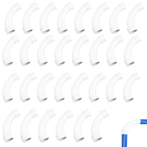 YGCQFH 30 Stück M20 PVC Elektroinstallationsrohr, 90° Rohrbögen, Schlagfest, für Kabelmanagement in Industrie und Gewerbe, 20 mm Durchmesser für Elektrorohr Leerrohr Stangenrohr