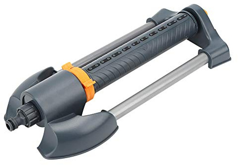 Yctze Sprinkler de Jardin de 20 Trous avec Base Métallique - Arroseur Oscillant Réglable pour la Pelouse et Le Jardin - Couvre jusqu'à 1100 Pieds Carrés de Buses de Précision