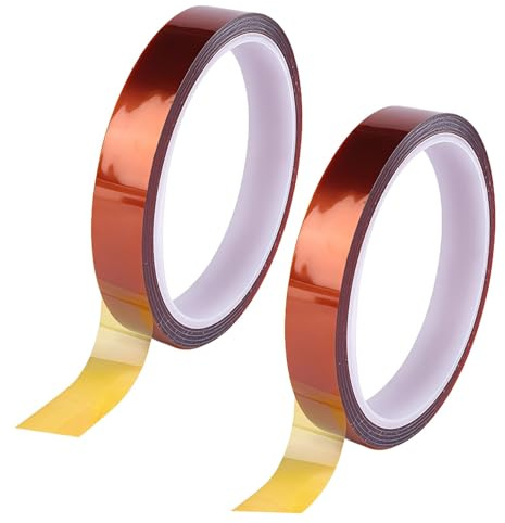 Jecdfs Nastro Resistente al Calore 2 Pezzi 15 mm x 33 m, Nastro Adesivo Alta Temperatura, Nastri per Stampa a Caldo e Sublimazione, Nastro Isolante Blu per Stampante 3D e Applicazioni Elettriche
