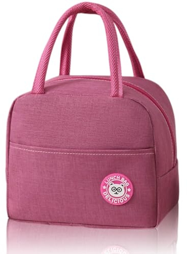 FUGLUS Bolsa Termica Porta Alimentos, 5.5 L Bolsa Comida Trabajo Portátil Fiambreras Comida Trabajo Bolsa Almuerzo para Escuela Oficina Picnic(Rosa roja)
