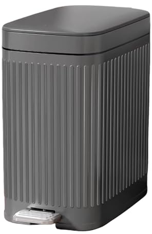 10L Bathroom Trash Can with Soft Close Lid, Rectangular Stainless Steel Pedal Bin, Stylish Grey Design for Small Spaces, Odor Control, Waste Container