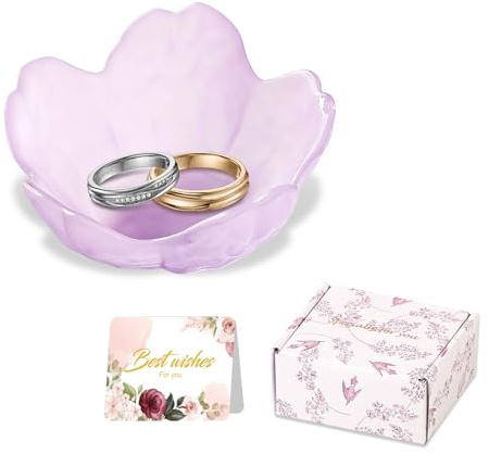 Gifts for Women Flower Jewelry Dish Ring Holder Jewelry Tray Vanity Organizer Room Decor Aesthetic Dorm Bathroom Decor Decorative Trinket Dish for Rings Earrings Necklaces Christmas Birthday Gifts