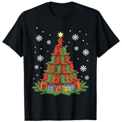 Stivale da Cowboy Divertente Cowgirl Albero di Natale Country Western Maglietta