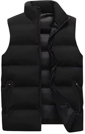 Genérico Chaleco Acolchado Hombre Invierno Casual Abrigo Sin Mangas de Plumas con Cremallera y Bolsillos Ligera Chalecos Frio Extremo Oversize Chaqueta Esqui Trekking Colete Homem Nero XL