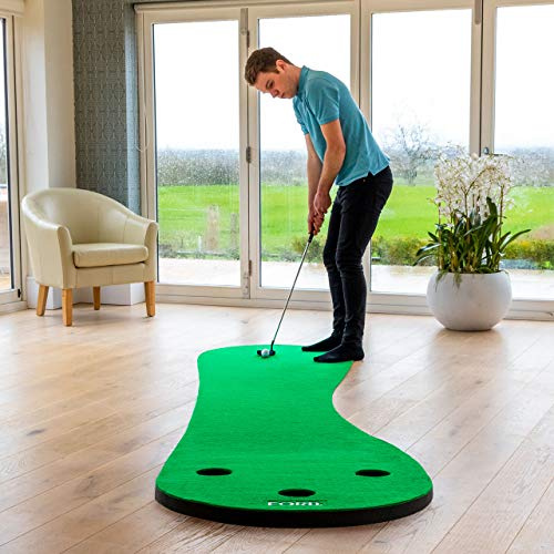 FORB Tappetino Putting da Golf per Uso Domestico - 2 Dimensioni Disponibili | Tappetino Professionale per Allenamento in Casa (3 buche) | Attrezzatura da Golf (3,7m)