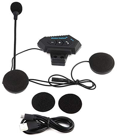 VOBOR Kit Main Libre Moto, BT V5.0 + EDR Hi-FI Kit Bluetooth Casque, Intercom Moto Duo pour 2 Casques,Fonction de Réduction du Bruit et Système de Communication Mains Libres(500mA)