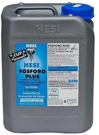Fertilizante Hesi Fosforo Plus Floración Especial para Cultivos de Cannabis y Marihuana. Mejora su Crecimiento y Floración. Aditivo No Sulfurada. Producto CE. 5 Litros