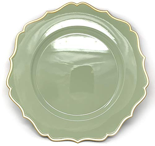 allgala 13-Inch 6-Pack Heavy Quality Round Charger Plates-Floral Sage-HD80346