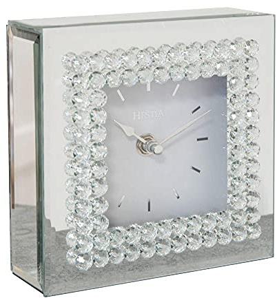 Watching Clocks Stylish Modern Mirror Glass Mantel Clock With Crystal Boarder