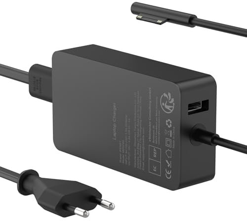 Alimentatore surface 65W 15V 4A Caricatore per Microsoft Surface Pro, Go, Laptop, Book, Caricabatterie con porta USB