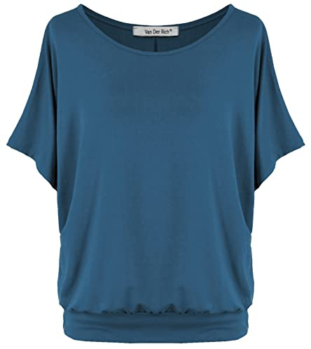 Van Der Rich ® - T-Shirt Oversize con Maniche a Pipistrello - Donna (Jeans, XXL)