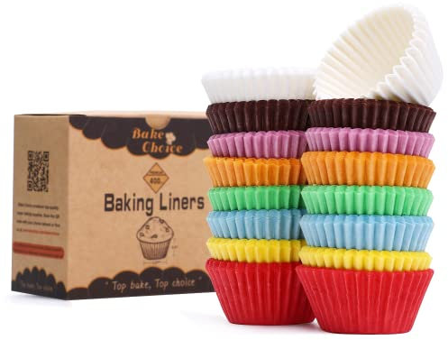 Pirottini per Muffin Carta Colorati Mini,400 Pezzi,Antiaderenti & 8 Colori Diversi,Pirottini per Muffin Carta in Pergamena,3,5 x 2,4 x 5 cm