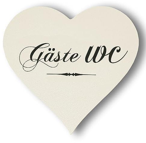 Türschild Schild Herz Holz 15cm selbstklebend (Gäste-WC)