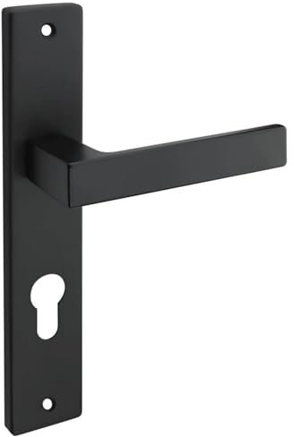 Gedotec Garniture à béquilles noire mate [PZ - cylindre] 1x Ferrures de porte plaque longue I Poignées portes intérieures Din Norm 72 mm I Pour épaisseur de porte 35