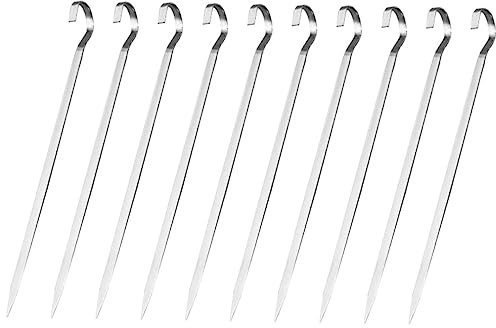 POPETPOP 10pièces Brochettes Acier Pour Barbecue à Plat Pour Grillades Plein Air Accessoires De Cuisine Pour Et Camping