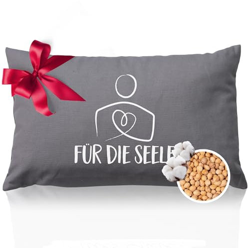 HERBALIND Kirschkernkissen FÜR DIE SEELE – Wärmekissen, Kühlpads - Nachhaltiges Geschenk Wellness-Geschenk für Mama, Oma, Freundin - Ideal zum Muttertag Muttertagsgeschenk Spa Yoga - Grau 30x20 cm