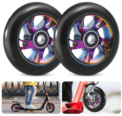 Ruedas De Patinete Scooter,2 Piezas 120mm Ruedas Stunt Scooter,Ruedas De Scooter,ABEC-9,Stunt Scooter Ruedas Para Unisex Adulto,Scooter(Negro)