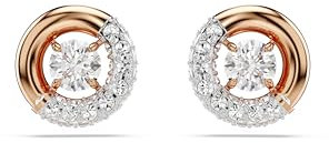 Swarovski Dextera Ohrstecker, Weiße, Rosé Vergoldete Ohrringe mit strahlenden Swarovski Kristallen im Rundschlifff