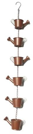 YBAAKZIIR Catena Antipioggia, Bollitore in Metallo Appeso Decorativo Raccoglitore di Pioggia for casa Giardino grondaia Tetto pluviale Vaso di Fiori