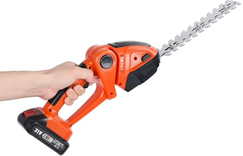 ulafbwur Akku-Heckenschere, elektrische Heckenschere, 2-in-1-Mini-Heckenschere und Grasschere, handgehaltener elektrischer Rasentrimmer mit 2 wiederaufladbaren Batterien und Ladegerät EU