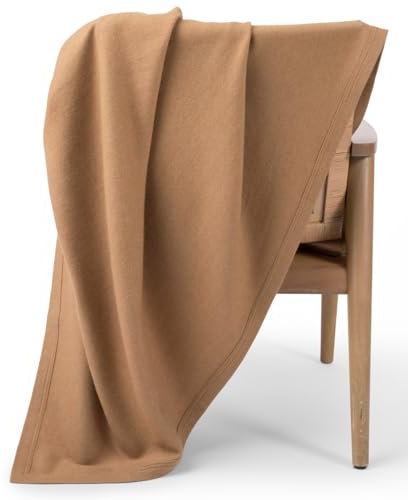Jet&Bo Manta 100% de pelo de camello para sofá y cama, color natural sin teñir, suave y duradera, diseño tejido, 73 x 53 pulgadas