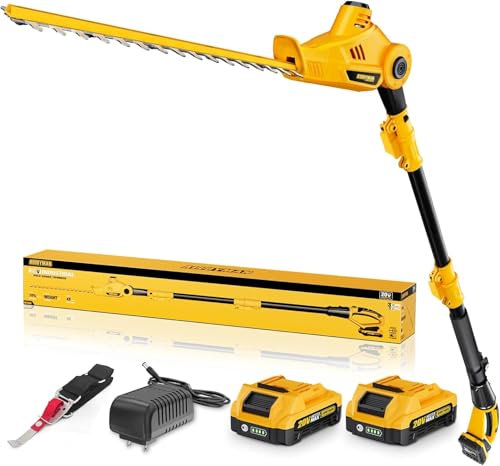 Cortasetos inalámbrico telescópico Alloyman de 20 V con 2 baterías de 2,0 Ah y Cargador, 2,4 m para Cortar arbustos