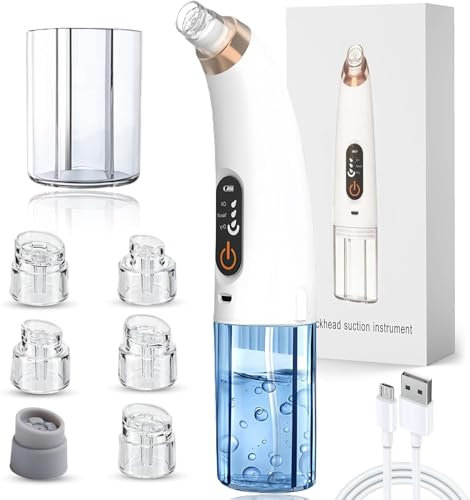 flintronic Aspiratore Punti Neri Professionale, Vacuum Pulitore dei Pori, con 3 modalità, 6 Punte e serbatoio dell'acqua visibile, Viso Pulitore dei Pori per Rimozione di Comedoni, Brufoli, Grasso