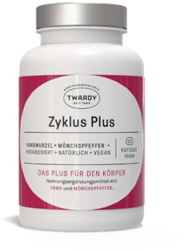 Astrid Twardy Zyklus Plus Kapseln – Mit Yamswurzel & Mönchspfeffer – 100% vegan, ohne Zusatzstoffe – 60 Kapseln