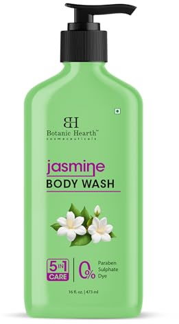 Botanic Hearth Jasmine Body Wash & Shower Gel | Gentle 5-in-1 Cleansing Formula with Soothing Floral Aroma, Hydrating & Sulfate Free Daily Shower Gel | 16 fl oz (473 ml)